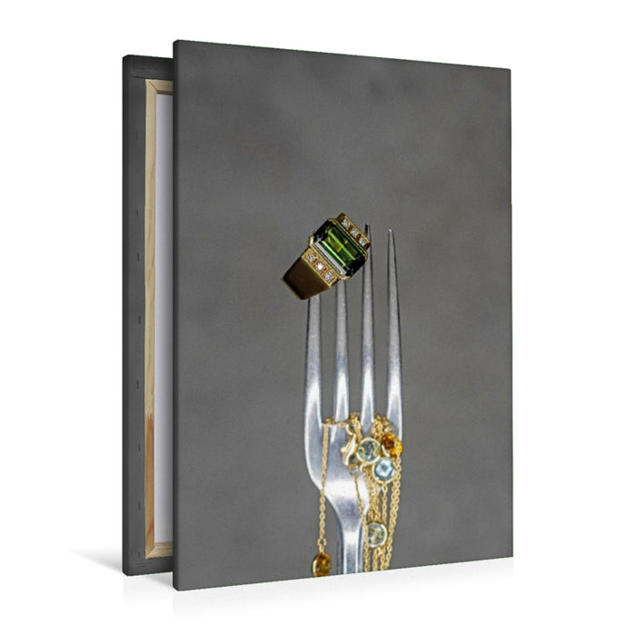 Premium Textil-Leinwand Turmalin mit Diamanten und Farbsteinkette