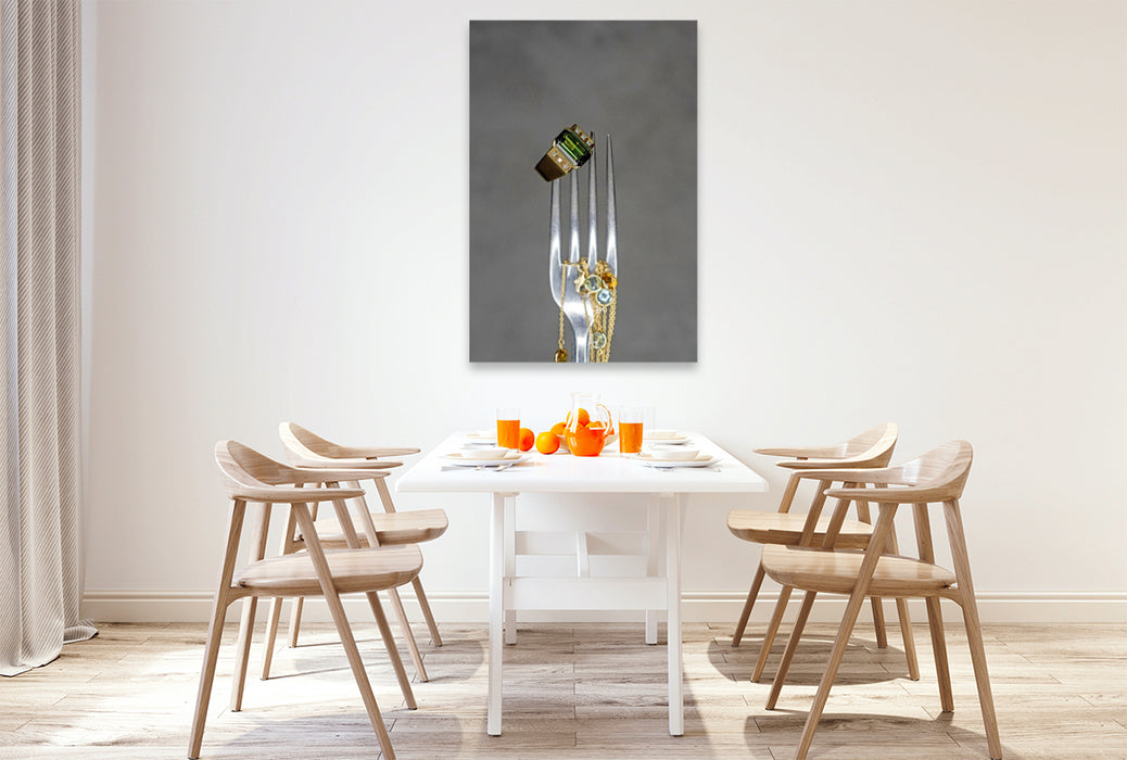 Premium Textil-Leinwand Turmalin mit Diamanten und Farbsteinkette