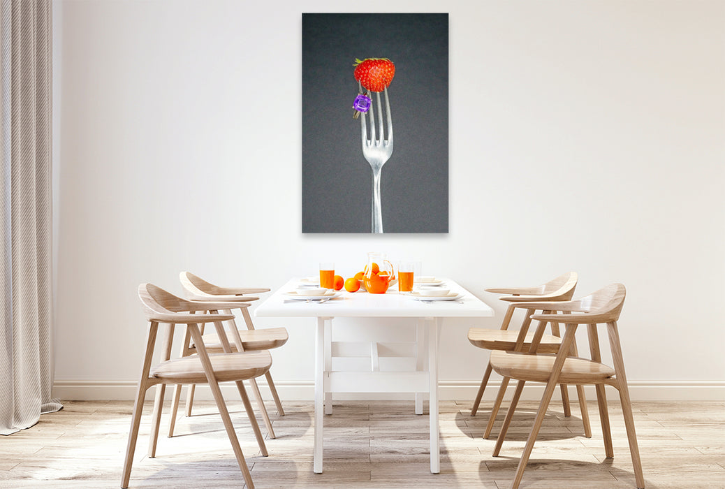 Premium Textil-Leinwand Der Amethyst mit Erdbeere