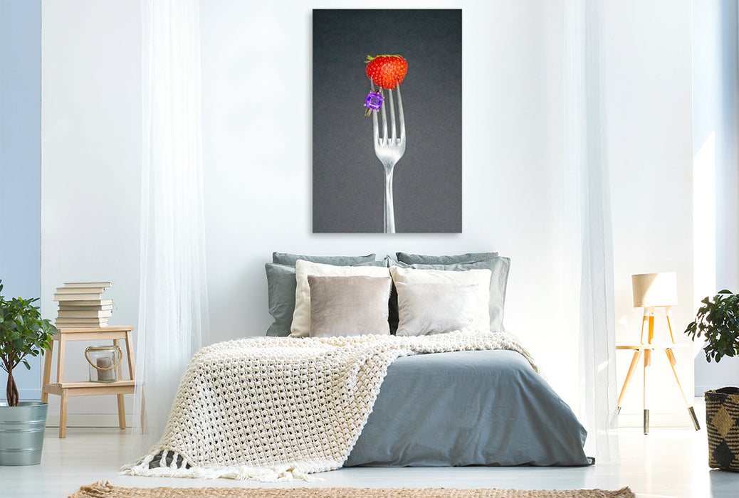 Premium Textil-Leinwand Der Amethyst mit Erdbeere