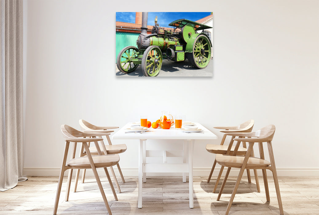 Premium Textil-Leinwand Dampftraktor Aveling u. Porter, Herstellungsort Rochester, Verbundmaschine, Gewicht 10t.