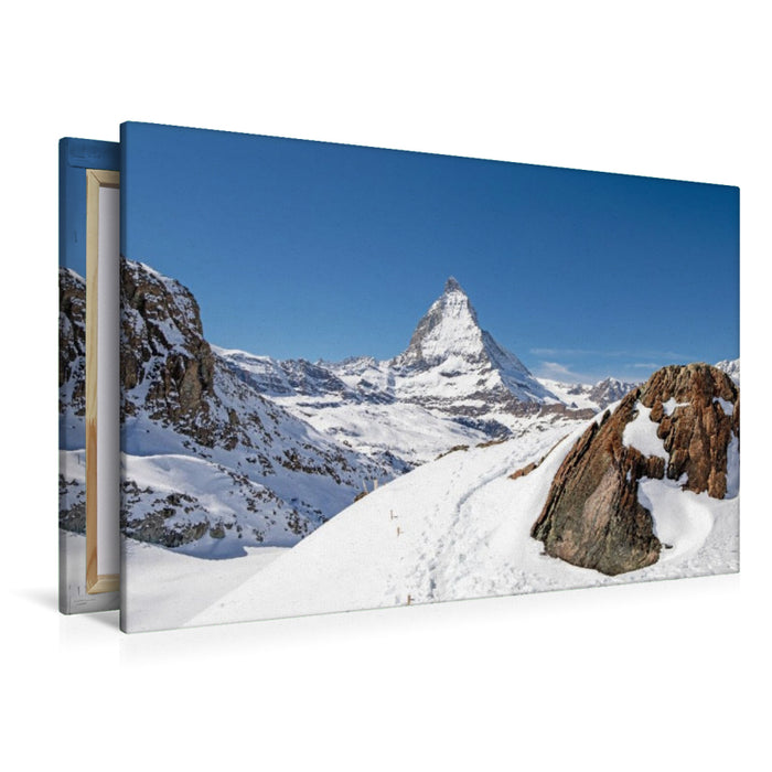 Premium Textil-Leinwand Alpenpanorama mit Matterhorn
