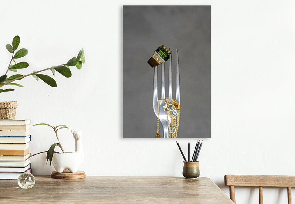 Premium Textil-Leinwand Turmalin mit Diamanten und Farbsteinkette