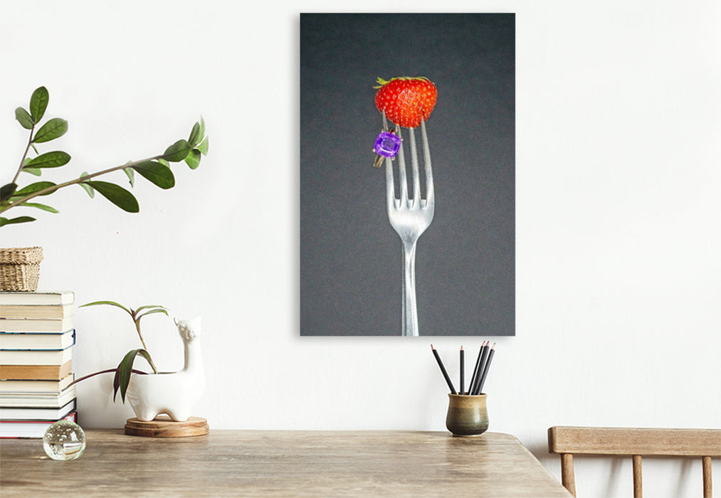 Premium Textil-Leinwand Der Amethyst mit Erdbeere