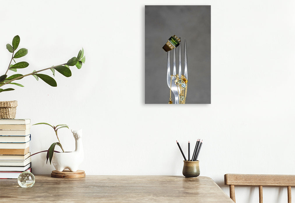 Premium Textil-Leinwand Turmalin mit Diamanten und Farbsteinkette