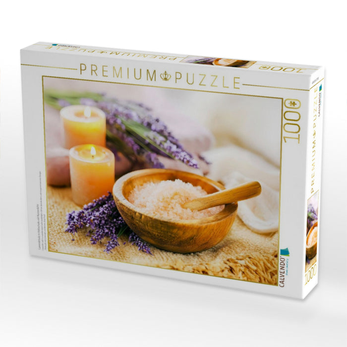 Lavendelsalz in Holzschale mit Kerzenlicht - CALVENDO Foto-Puzzle'