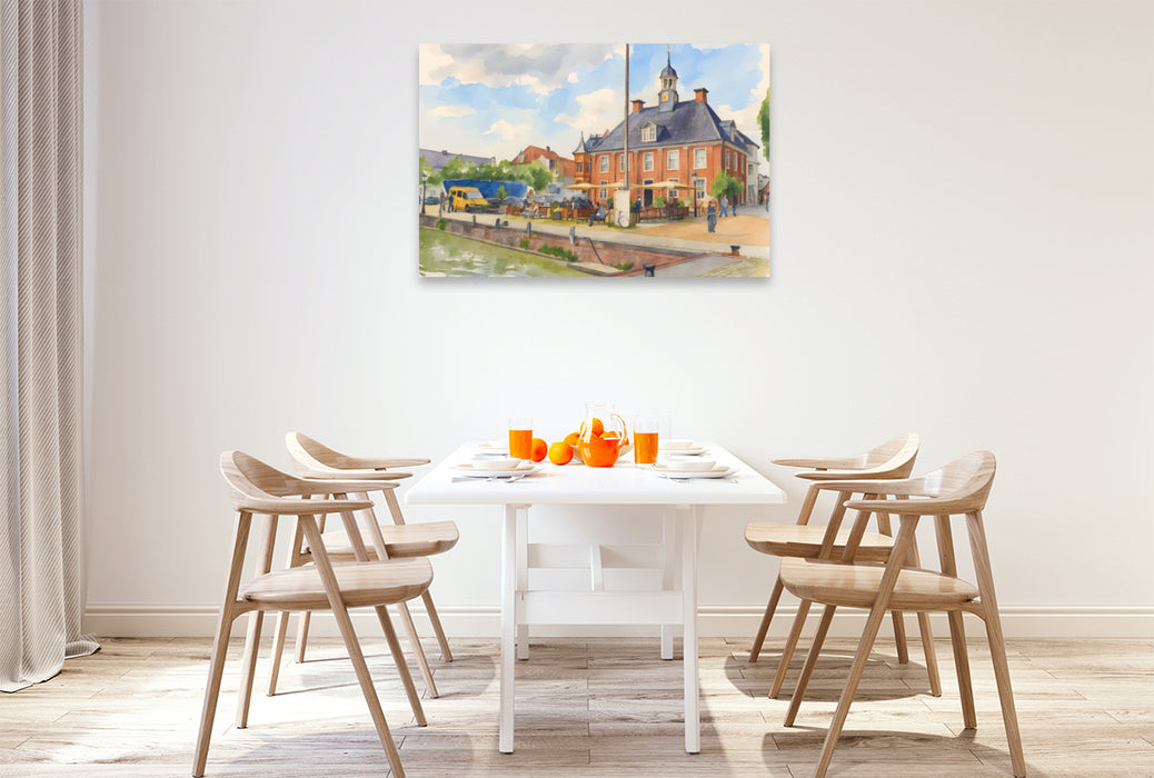 Premium Textil-Leinwand Hafenpromenade Leer