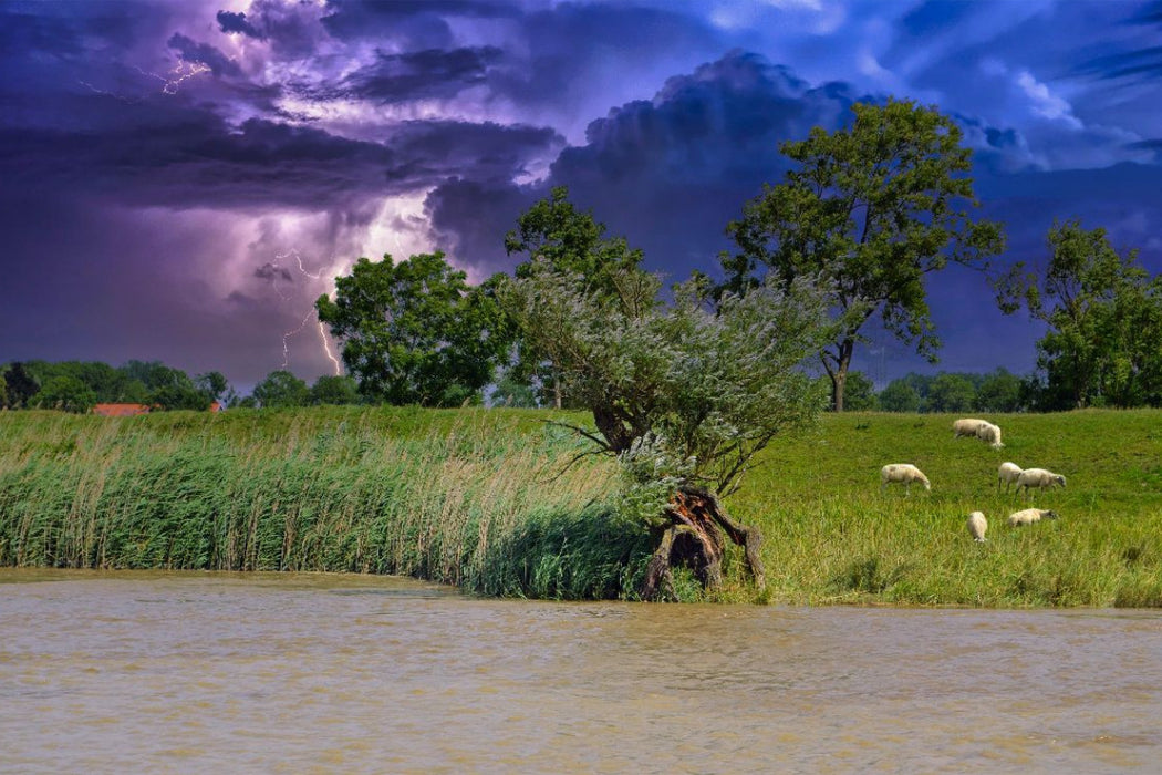 Premium Textil-Leinwand Gewitterstimmung auf der Leda bei Leer