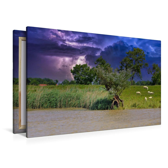 Premium Textil-Leinwand Gewitterstimmung auf der Leda bei Leer