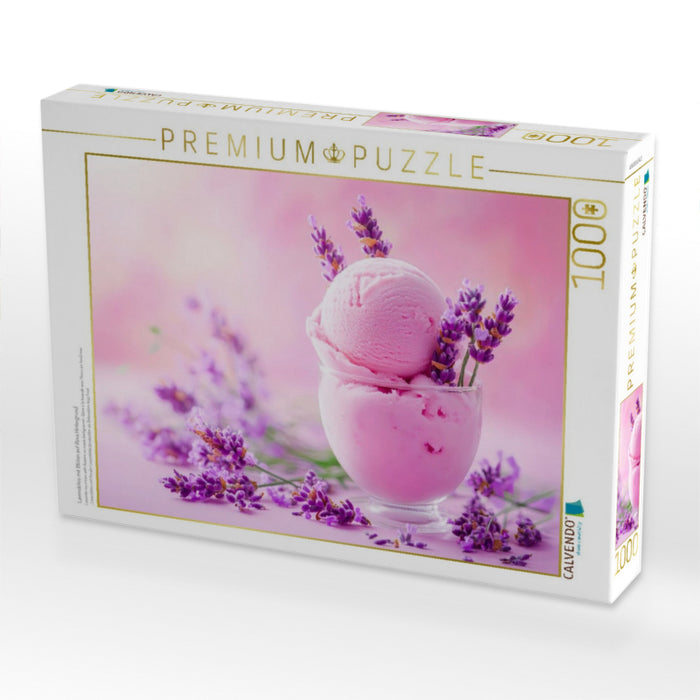 Lavendeleis mit Blüten auf Rosa Hintergrund - CALVENDO Foto-Puzzle'