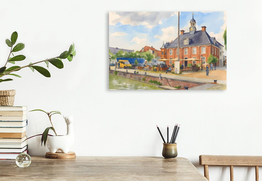 Premium Textil-Leinwand Hafenpromenade Leer