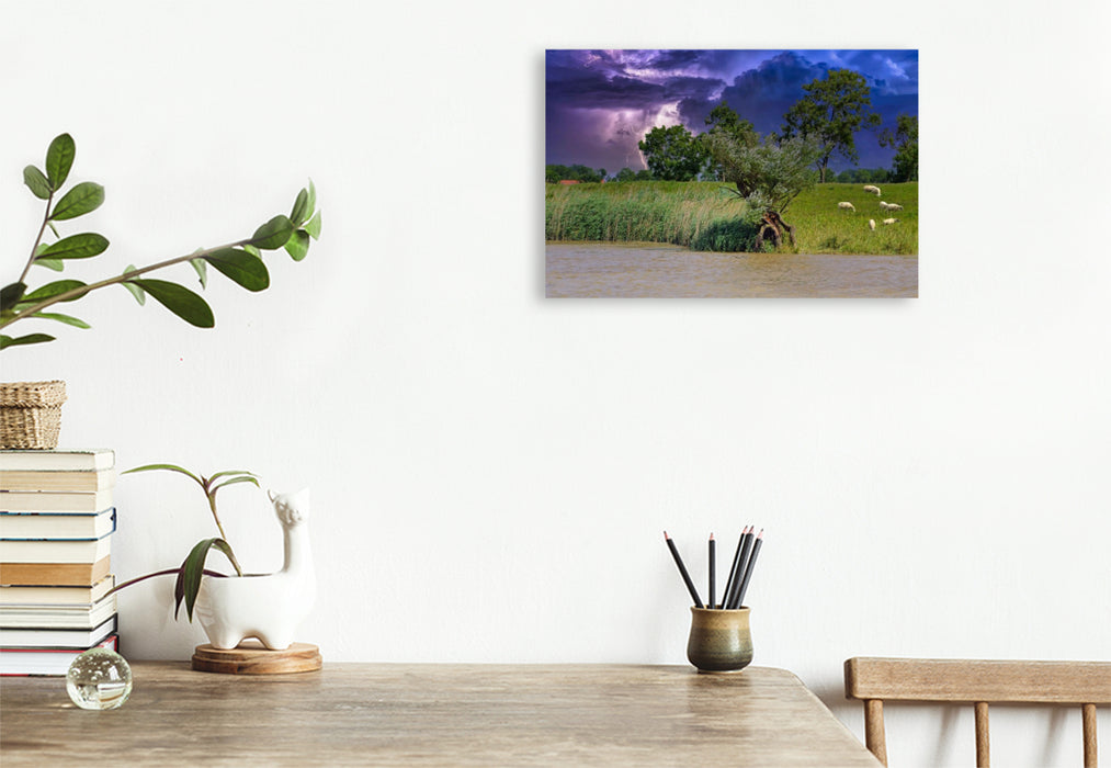 Premium Textil-Leinwand Gewitterstimmung auf der Leda bei Leer