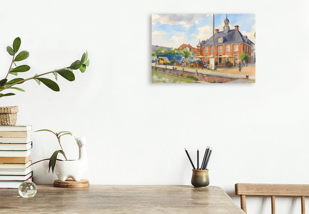 Premium Textil-Leinwand Hafenpromenade Leer