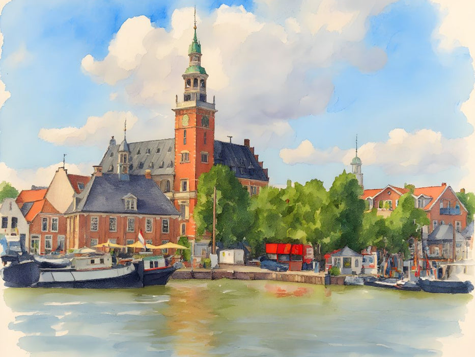 Rathaus Leer vom Hafen aus gesehenus - CALVENDO Foto-Puzzle'