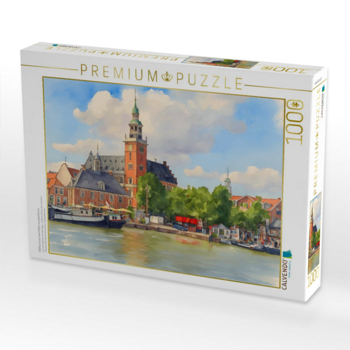 Rathaus Leer vom Hafen aus gesehenus - CALVENDO Foto-Puzzle'