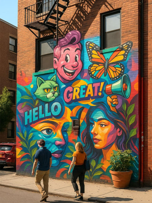 Fröhliche Wände - Mural in der Stadt - CALVENDO Foto-Puzzle'