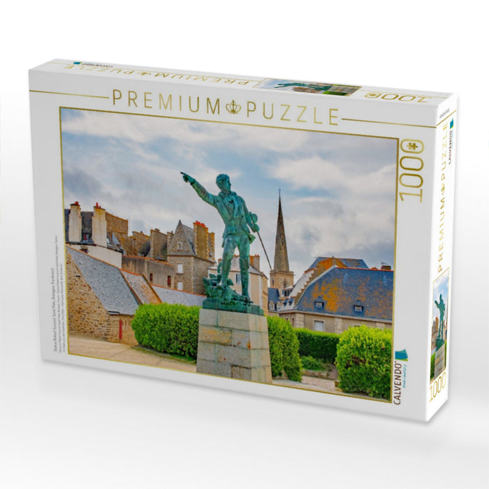 Statue Robert Surcouf, Saint Malo, Bretagne, Frankreich - CALVENDO Foto-Puzzle'