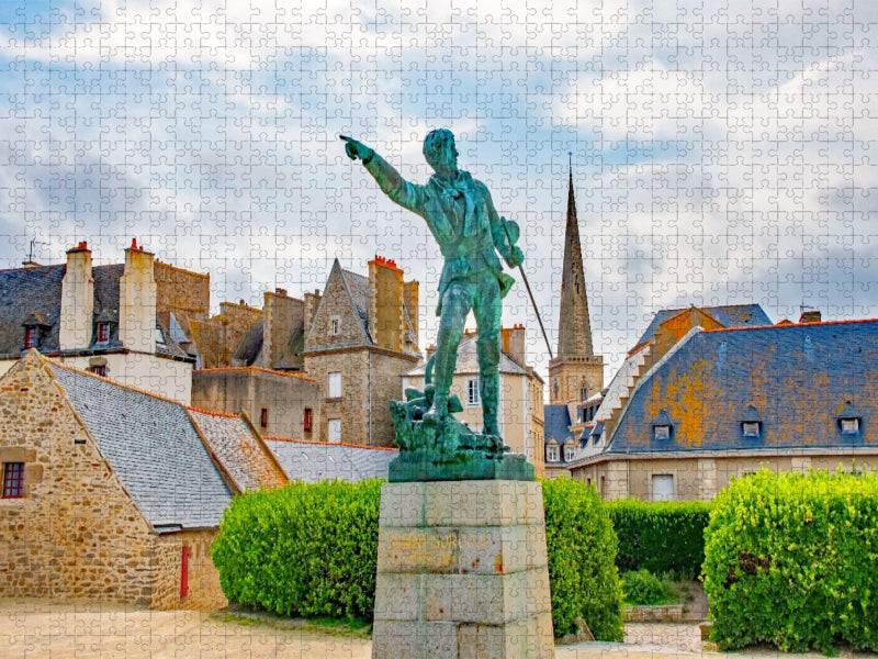 Statue Robert Surcouf, Saint Malo, Bretagne, Frankreich - CALVENDO Foto-Puzzle'