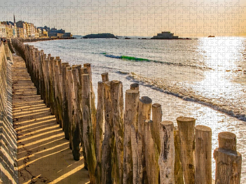 Sonnenuntergang, Saint Malo, Bretagne, Frankreich - CALVENDO Foto-Puzzle'