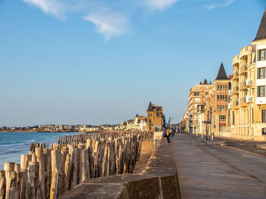 Promenade am Plage Sillon, Saint Malo, Bretagne, Frankreich - CALVENDO Foto-Puzzle'