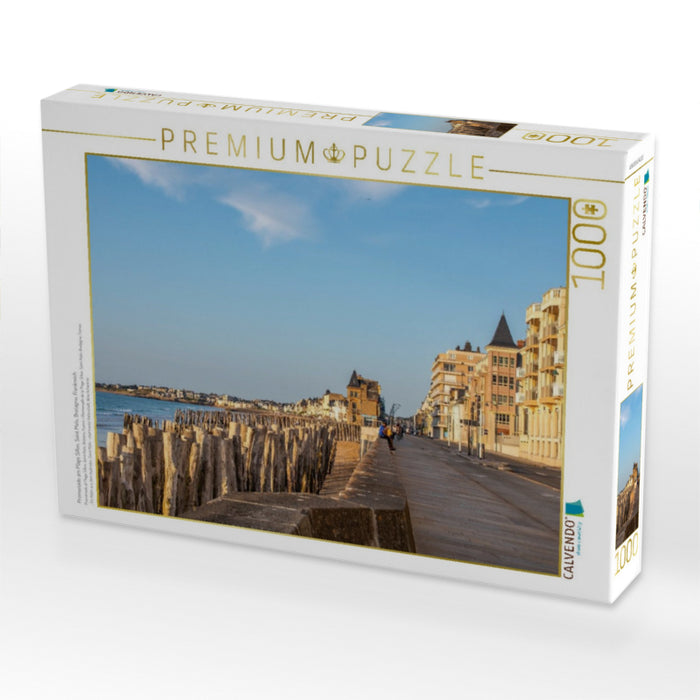 Promenade am Plage Sillon, Saint Malo, Bretagne, Frankreich - CALVENDO Foto-Puzzle'