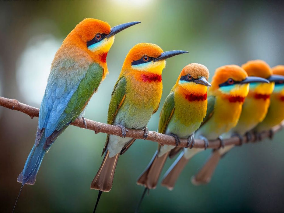 Mutter und Jungvögel vereint auf dem Ast - CALVENDO Foto-Puzzle'