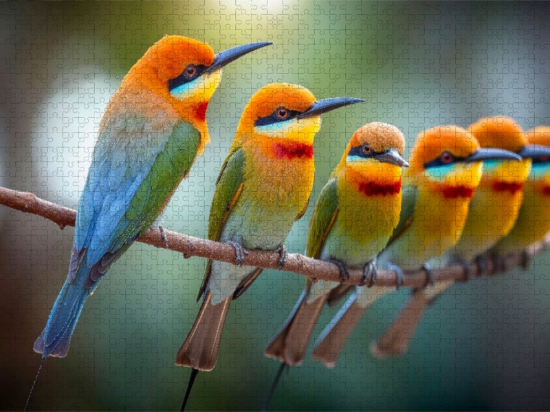 Mutter und Jungvögel vereint auf dem Ast - CALVENDO Foto-Puzzle'