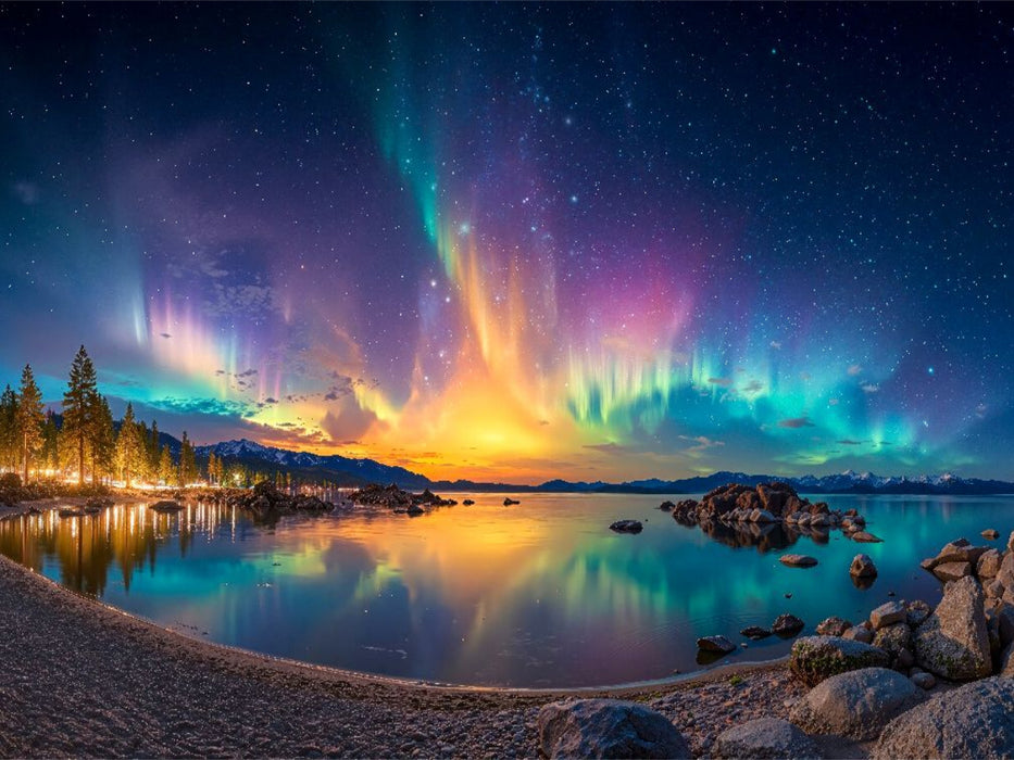 Nordlichter am Horizont - CALVENDO Foto-Puzzle'