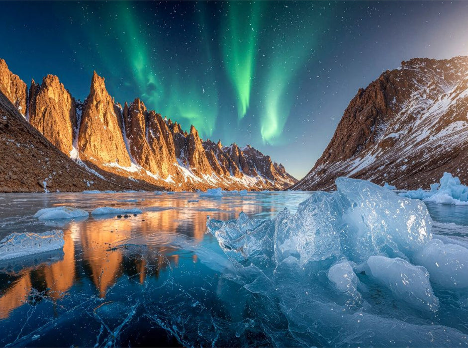 Grüne Schleier winden sich hinter den Bergen - CALVENDO Foto-Puzzle'