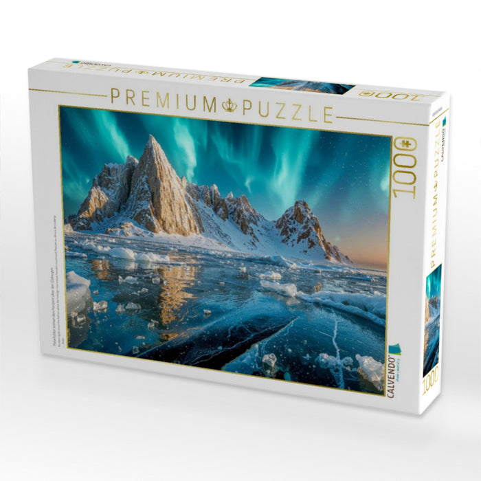 Polarlichter krönen den Horizont über den Eisbergen - CALVENDO Foto-Puzzle'
