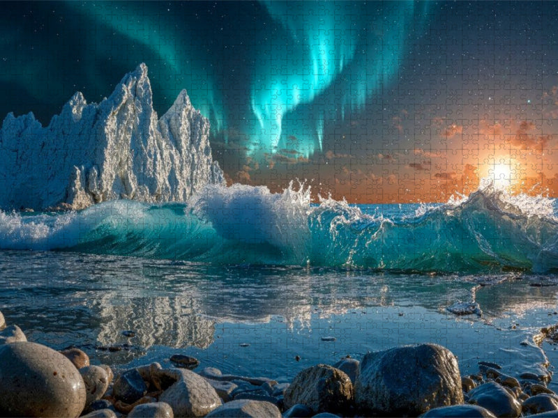 Magischer Himmel über den Eisbergen - CALVENDO Foto-Puzzle'