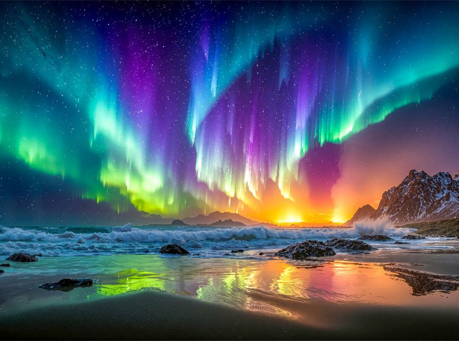 Tänzelnde Lichter über vereistem Meer - CALVENDO Foto-Puzzle'