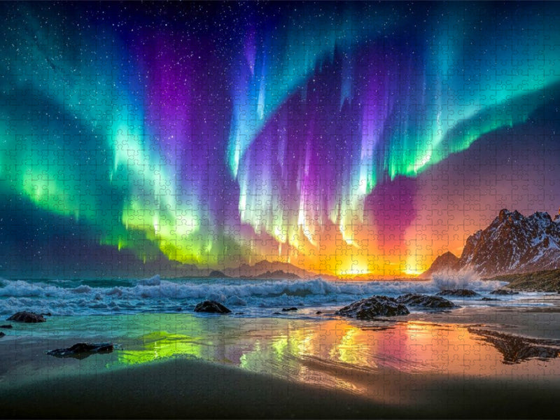 Tänzelnde Lichter über vereistem Meer - CALVENDO Foto-Puzzle'