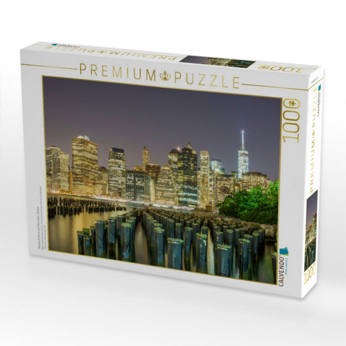 Nachtaufnahme von Manhattan Skyline - CALVENDO Foto-Puzzle'