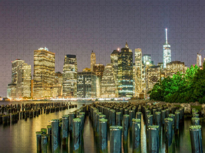 Nachtaufnahme von Manhattan Skyline - CALVENDO Foto-Puzzle'