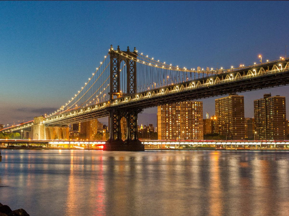 Panorama bei Nacht – Manhattan Bridge & Skyline - CALVENDO Foto-Puzzle'