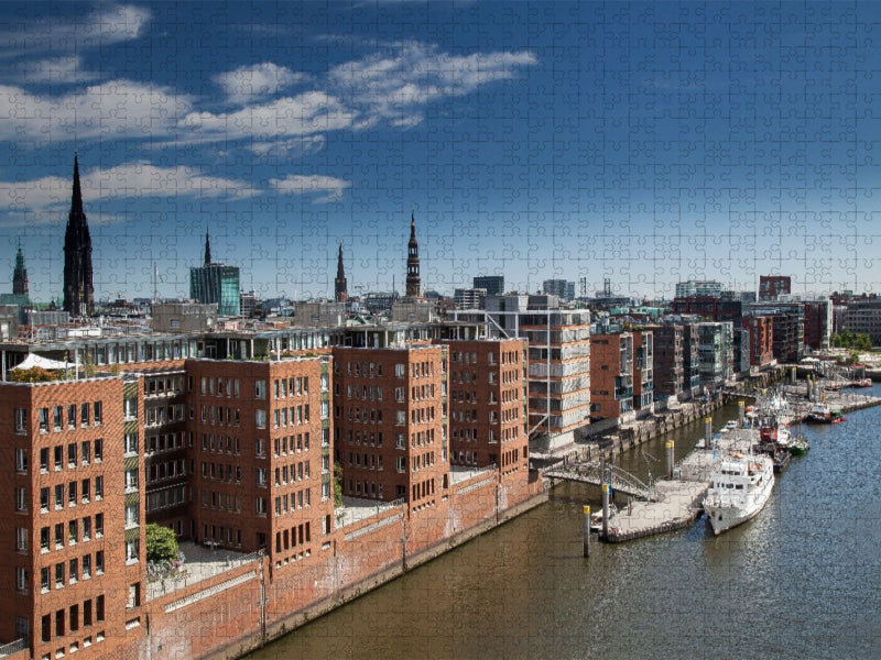 Blick auf neue Bürogebäude in der Speicherstadt, Hamburg, Deutschland - CALVENDO Foto-Puzzle'