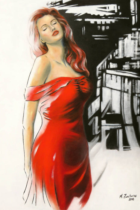 Premium Textil-Leinwand Schöne Muse