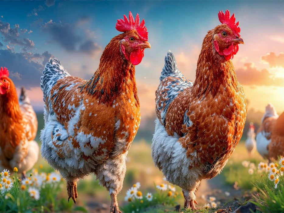 Hier gackern fröhliche Hühner um die Wette - CALVENDO Foto-Puzzle'