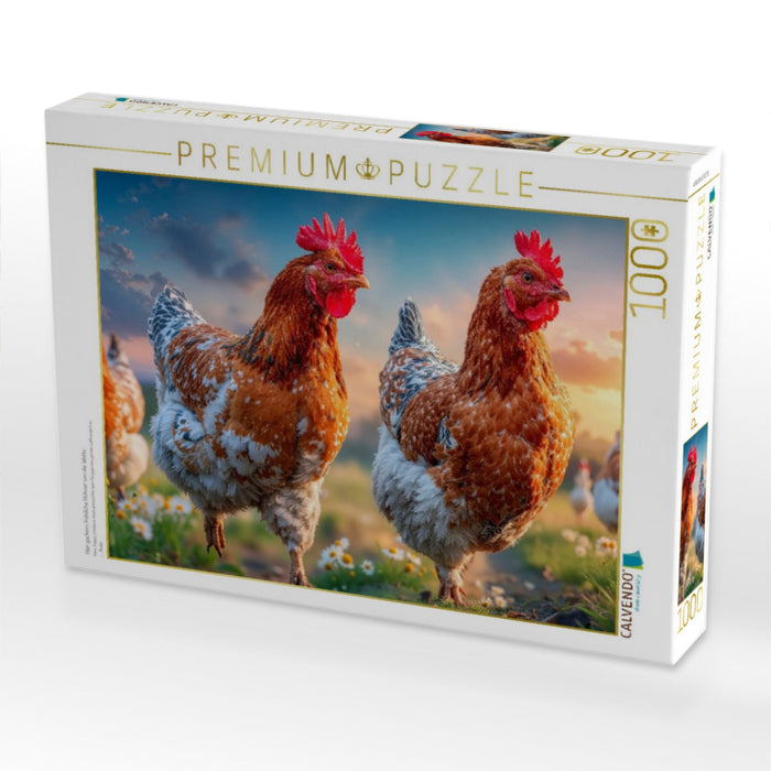 Hier gackern fröhliche Hühner um die Wette - CALVENDO Foto-Puzzle'