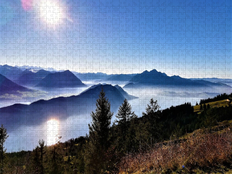 Blick von der Rigi auf den Bürgenstock, Pilatus und Stanserhorn - CALVENDO Foto-Puzzle'