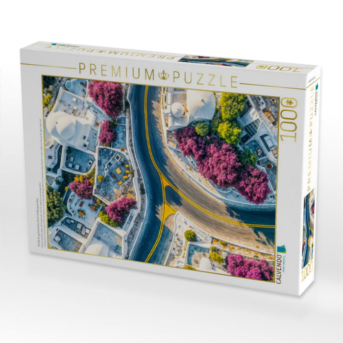 Straße im griechischen Dorf mit Bougainvillea - CALVENDO Foto-Puzzle'