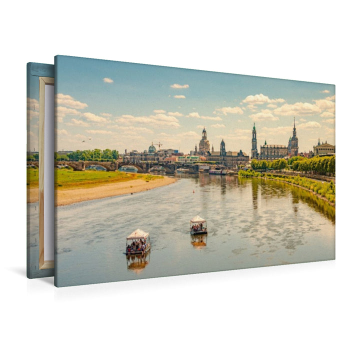 Premium Textil-Leinwand Dresden, Die Elbe im Sommer