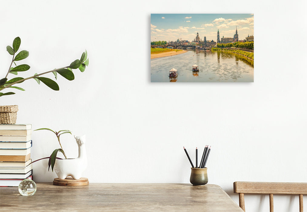 Premium Textil-Leinwand Dresden, Die Elbe im Sommer