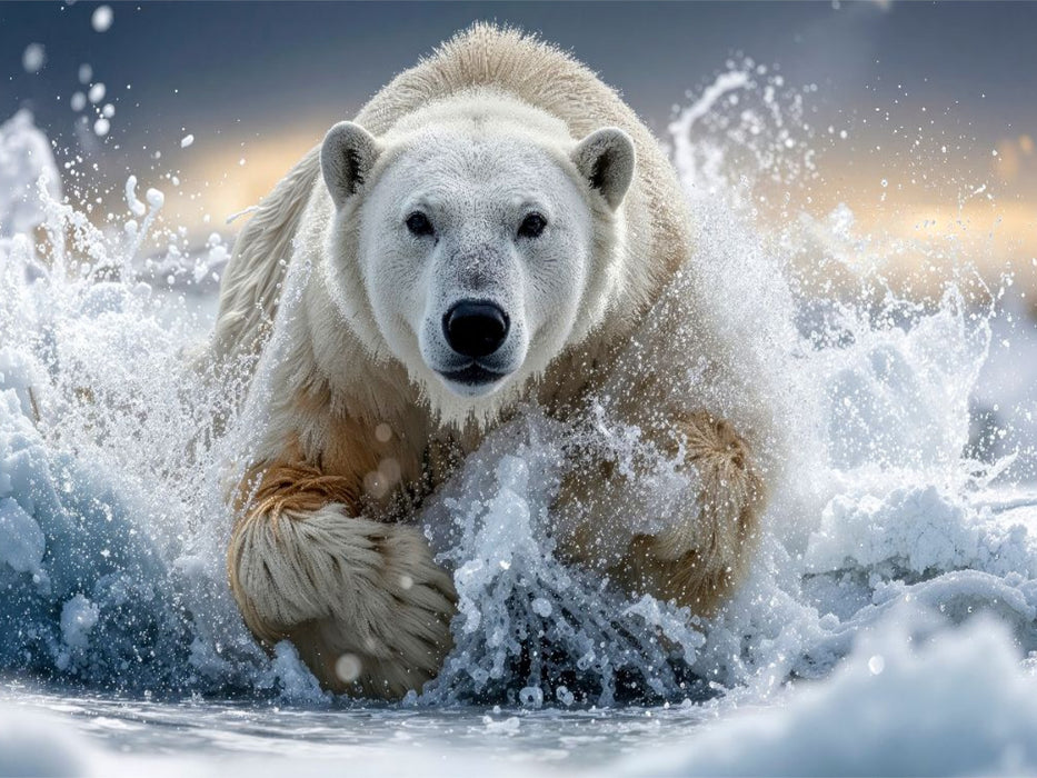 Mit voller Kraft ins Wasser - um sich die Beute zu sichern - CALVENDO Foto-Puzzle'