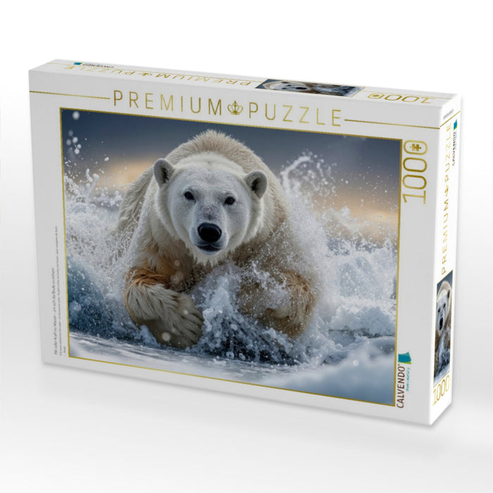 Mit voller Kraft ins Wasser - um sich die Beute zu sichern - CALVENDO Foto-Puzzle'