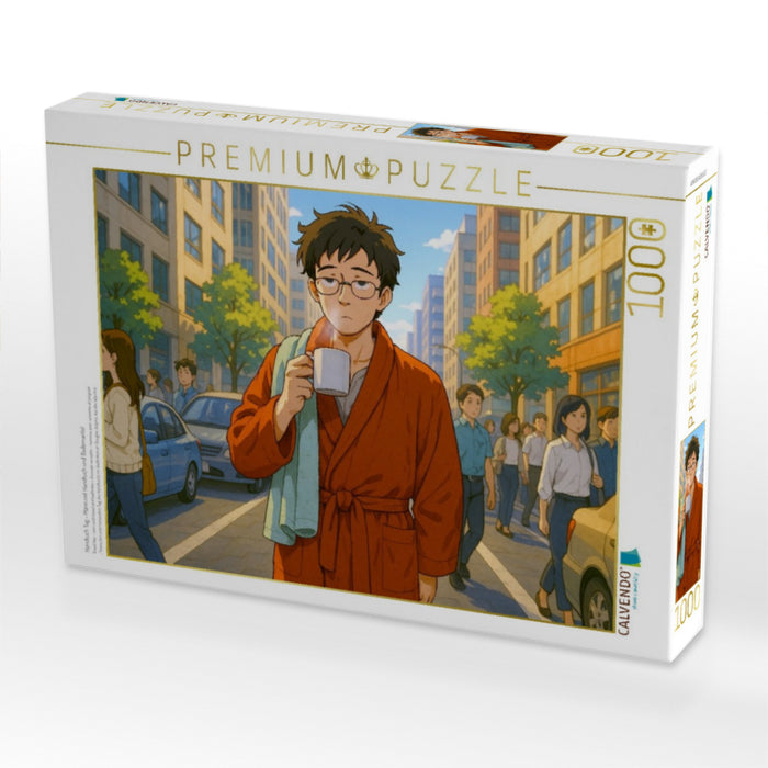 Handtuch Tag - Mann mit Handtuch und Bademantel - CALVENDO Foto-Puzzle'