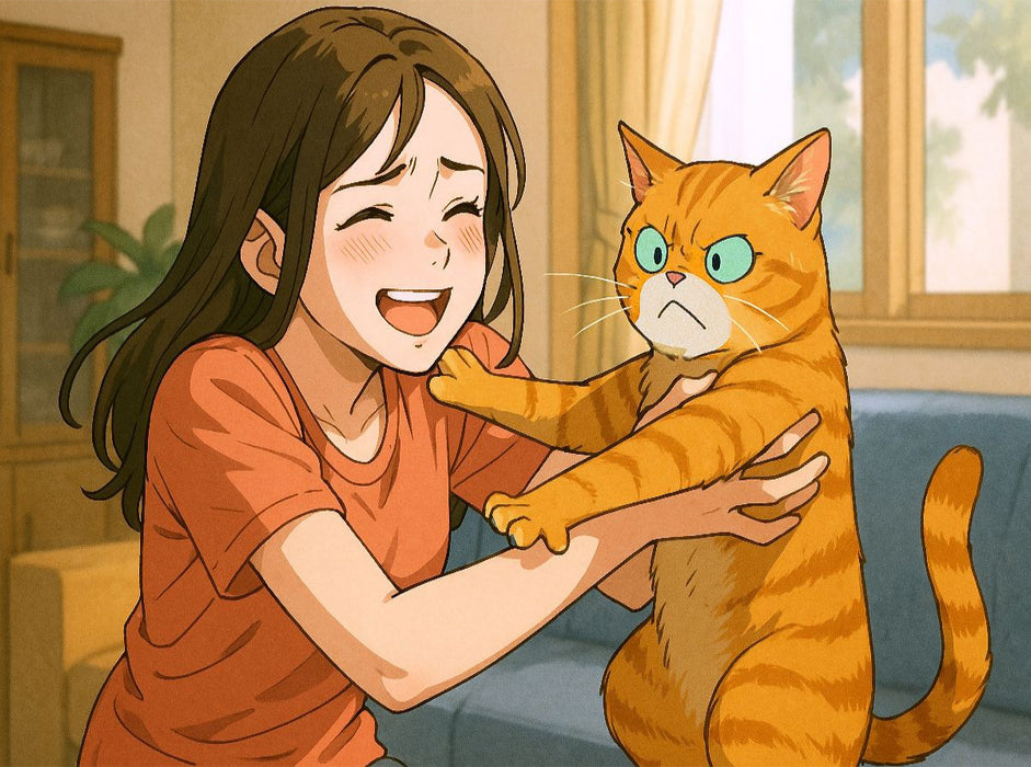 Frau umarmt Katze, die das nicht will - CALVENDO Foto-Puzzle'