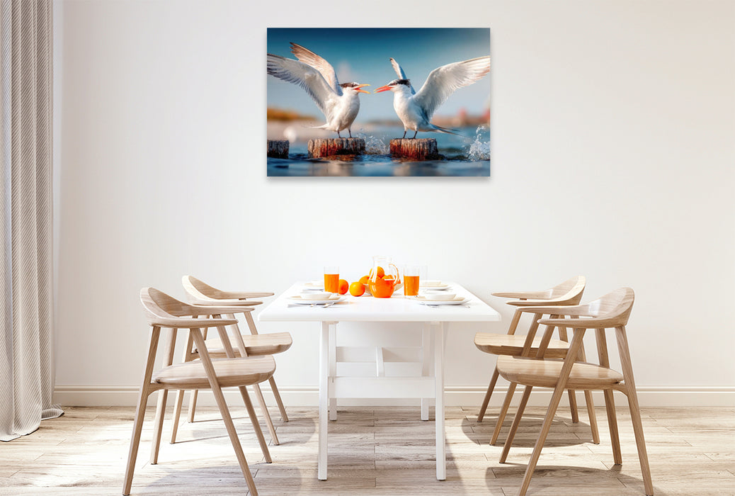 Premium Textil-Leinwand Seeschwalbengetratsche