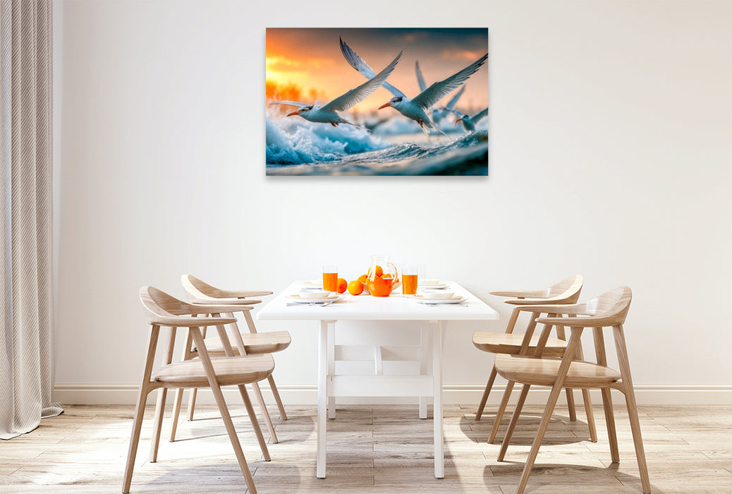 Premium Textil-Leinwand Ob sich hier die Fische fangen lassen